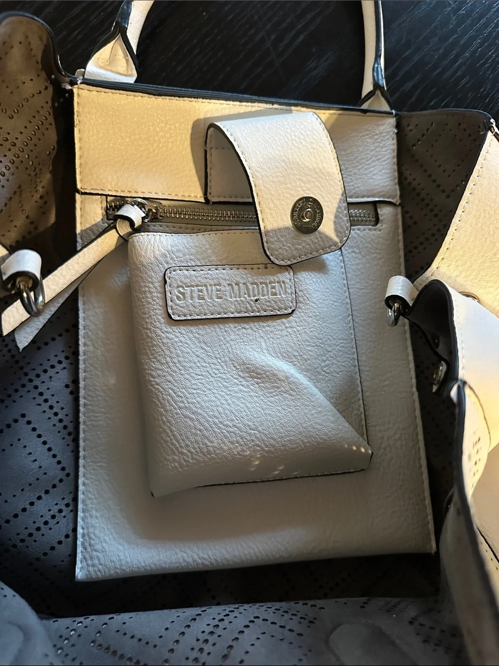 Steve Madden White geometric Satchel